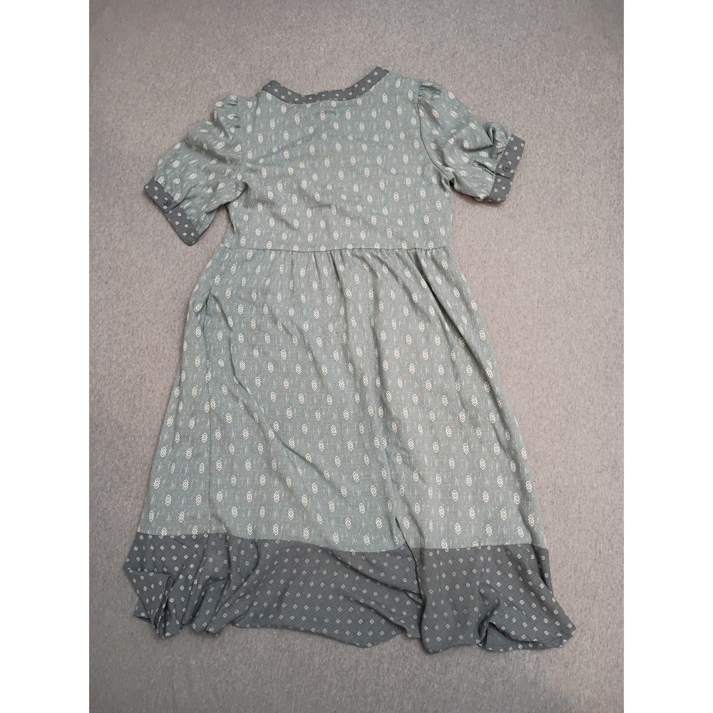 Orange Creek Sage Green Prairie Cottagecore Button Front Linen Blend Dress M - Picture 3 of 7